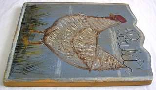 Jolie peinture en huile d’une poulet, sur une plaque de bois, 28 cm 