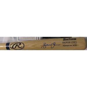  Andruw Jones Signed Baseball Bat   Blonde Engraved Big 