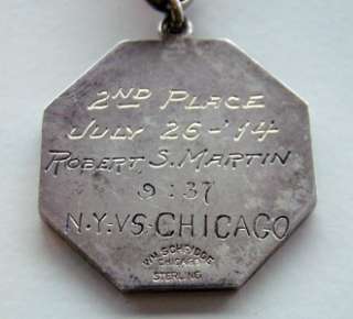 New York vs Chicago RACE 2nd Place STERLING MEDAL 1914  
