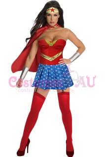 Ladies Wonder Woman Super Hero Fancy Dress Hens Superhero Costume Cape 