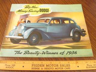1937 DODGE Car Color Sales Brochure  