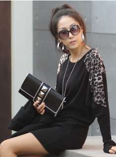 Women Ladys korean fashion cotton loose leopard knit top ss10512 