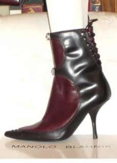 NU VICINI ZANOTTI BURGUNDY CORSET BOOTS LACES/BUCKLS 35  