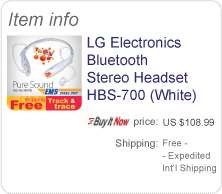 LG HBS 700 Stereo Bluetooth Headset made by ultralight shape memory 