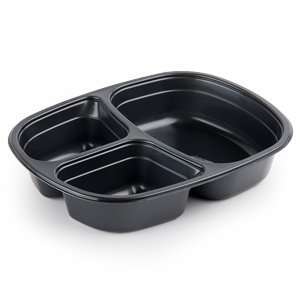  Genpak 55027 Dual Ovenable 3 Compartment Food Tray   8 1/2 