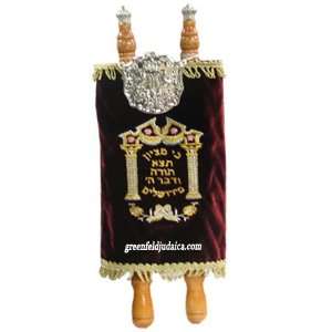   Torah 19 Tall in Maroon Velvet with Breastplate and Torah Pointer Yad