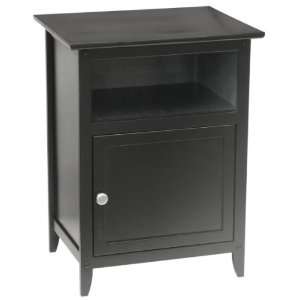  Black Accent Table with Shelf and Door