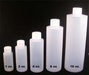 Lot of 12 4 oz. HDPE Plastic Cylinder Bottles with Lids  