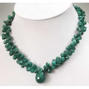 Amazing Designer Natural Faceted Green Emerald Drops Single Strand 