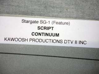 SG1 STARGATE SG 1 PRODUCTION USED CONTINUUM SCRIPT  