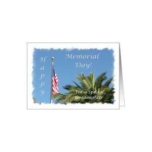  Memorial Day Goddaughter, USA Flag and Palm Tree Card 