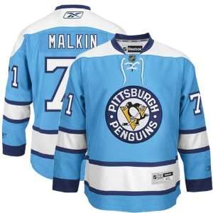 Reebok Pittsburgh Penguins #71 Evgeni Malkin Light Blue Premier Hockey 