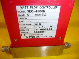 STEC SEC 4500 4500M MFC Mass Flow Controller H2 10LM untested  