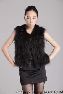 9119 new real knitted raccoon fur nature/black vest/ jacket/coat 