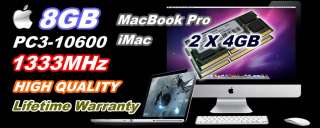 8GB (2X4GB) DDR3 1333MHz Apple iMac MacBook Pro i5 i7  