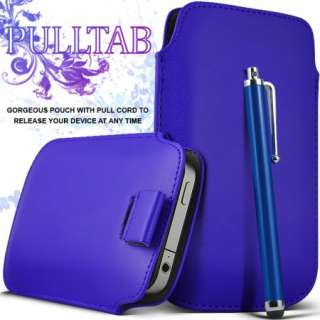BLUE PREMIUM PU LEATHER PULL TAB CASE COVER POUCH FOR VARIOUS MOBILE 