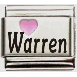  Warren Pink Heart Laser Name Italian Charm Link Jewelry