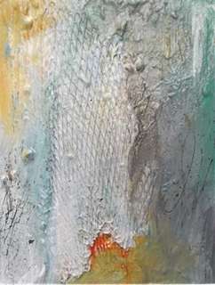   Textured impasto mixed media abstract british art painting on wood