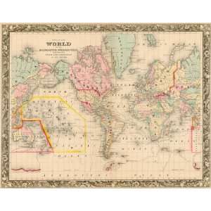   Antique Map of the World on Mercators Projection