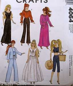 Barbie Doll Clothes Pattern gown dress casual daywear  