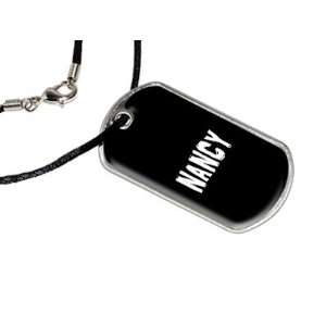  Nancy   Name Military Dog Tag Black Satin Cord Necklace 