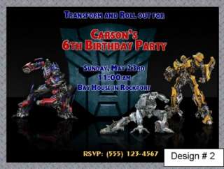 CUSTOM TRANSFORMERS INVITATIONS OR THANK YOUS  