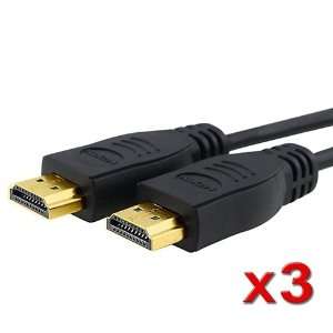   3x 10 3m HDMI Cable 1.4 Ethernet 1080p Gold For Bluray Electronics