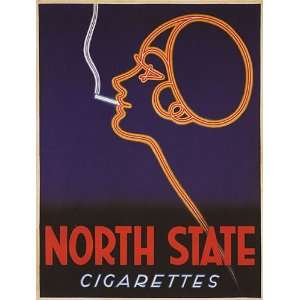  GIRL SMOKING NORTH STATE CIGARETTES CIGAR 24 X 36 