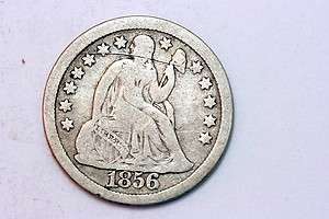 Charming 1856 P Liberty Seated Dime Scratched Obv F  