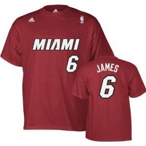 Mens Miami Heat #6 LeBron James Garnet Game Time Name & Number Tshirt
