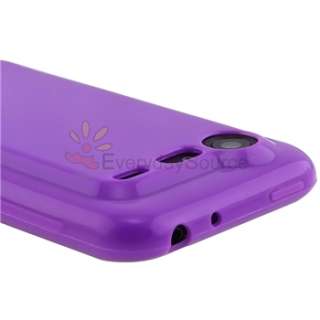 Purple Jelly TPU Skin Rubber Hard Cover Case For HTC Droid Incredible 