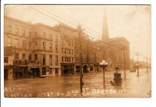 3rd Street Dayton Ohio OH 1913 Flood Old RPPC Postcard Vintage 