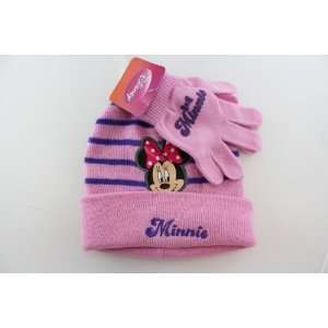 Minnie Mouse Striped Beanie and Glove Set (Light Pink 
