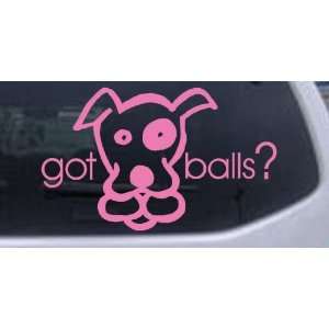  Pink 16in X 9.6in    Got Balls Dog Animals Car Window Wall 