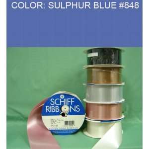   SINGLE FACE SATIN RIBBON Sulphur Blue #848 1/4~USA 