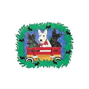  Scotties in a Wagon Christmas Cards 