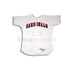 White No. 45 Game Used Ball State McAuliffe Baseball Jersey (SIZE 44 