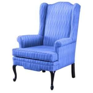 High Back Lounge Chair with Wings, with welted T cushion, Queen Anne 