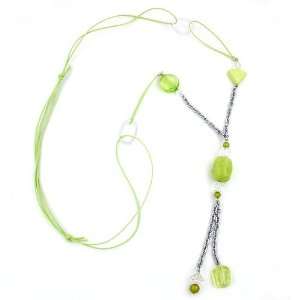  NECKLACE, LIGHTGREEN, BEADS, 90CM, NEW DE NO Jewelry