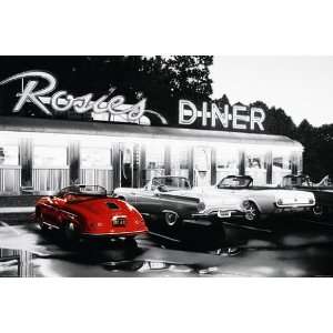   Diner Red Porsche POSTER measures 36 x 24 inches (91.5 x 61cm) Home