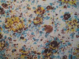 Vintage Teal Yellow flower Cotton Fabric~Quilt~1940s  