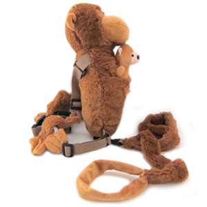 Brown Monkey Kid Safety Backpack Harness Leash  