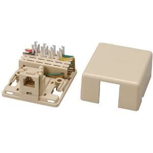   Wiring, 6 Position, 4 Conductor Modular Surface IDC Outlet Jack, Ivory