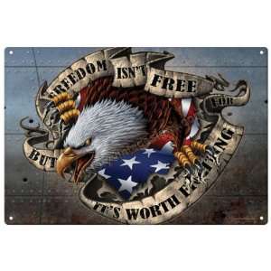  Freedom Worth Fighting Eagle Vintage Metal Sign