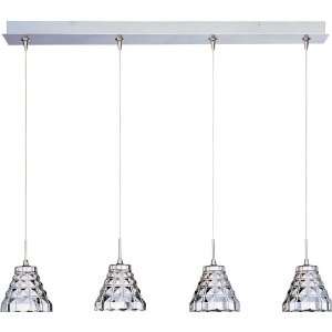 Minx Collection 4 Light 34.25 Satin Nickel Linear Pendant and Crystal 