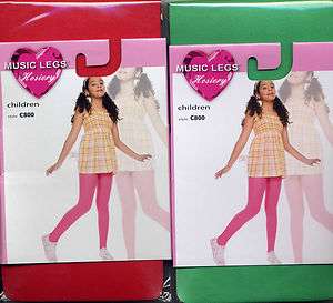 Child Tights Soft Opaque Dancer Red or Green Girl S M L XL Skater 