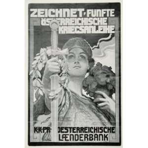  1920 WWI Victory Fifth Austrian War Loan Mini Poster Bonds 
