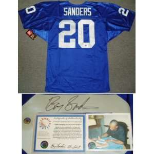  Barry Sanders Signed Lions 1996 Model Authentic M&N Blue Jersey 