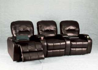   Brown 3 Seater Leather Home Theater Group Recliner Furniture  
