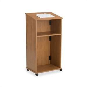  Mobile Wood Lectern with Interior Shelf Color Aspen 